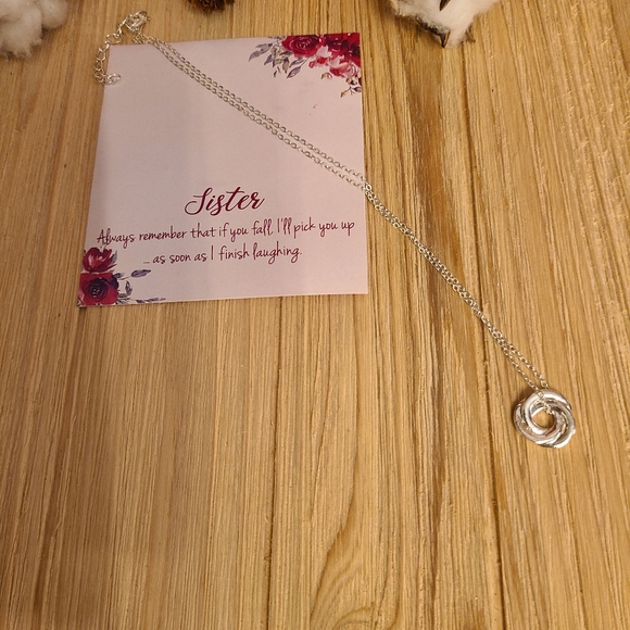 Beautiful Twisted Hoop Sister Necklace in SILVER - Picture 4 of 11